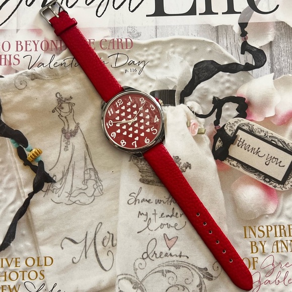 Heart Watch with Red Band - Picture 2 of 3